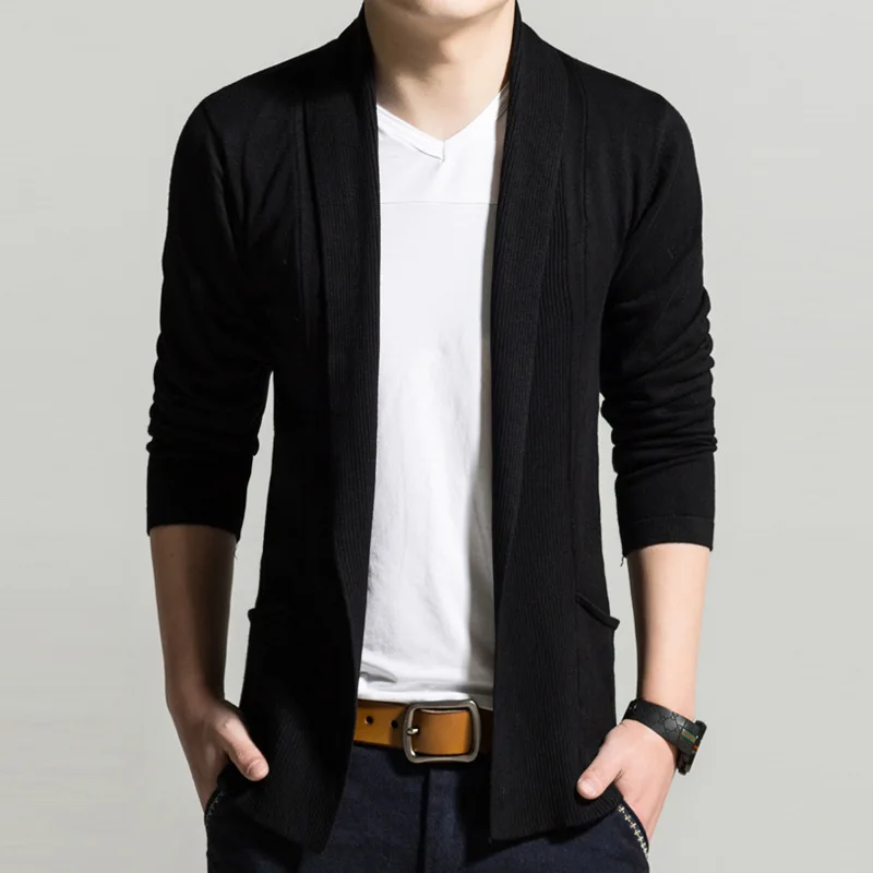 Men Thin Black Knitting Sweater 