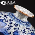 Jingdezhen Ceramic Chinese Blue-and-white Tie-twig Flower Arrangement Pomegranate Vase and Flower Ornaments preview-2