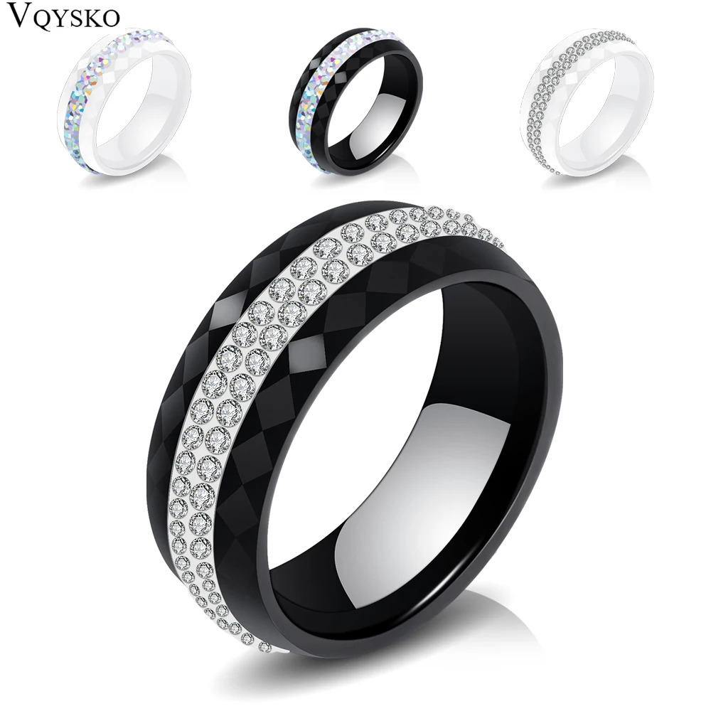 High Qulity Women Jewelry Ring Wholesale Black And White Simple Style Comly Crystal Ceramic Rings for Women-animated-img