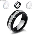 High Qulity Women Jewelry Ring Wholesale Black And White Simple Style Comly Crystal Ceramic Rings for Women