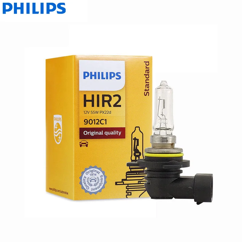 קנו פנסים ואורות לרכב  Philips Vision HIR2 9012 12V 55W PX22d 9012C1 +30%  Bright Original Light Car Halogen Headlight Standard Auto Lamp (Single)
