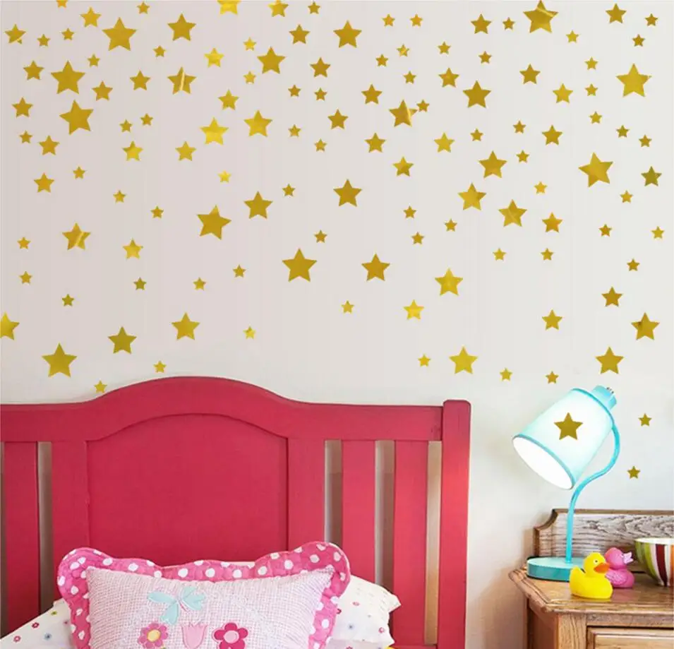 Gold Black Grey Stars Graffiti Line Wall Stickers for Kids Room Baby  Nursery Wall Decals Home