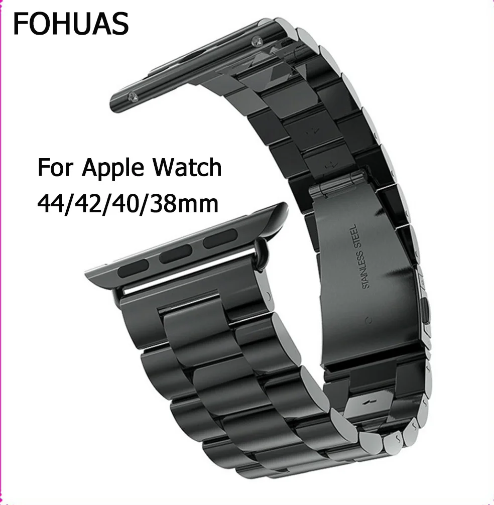 Acquistare Accessori per orologi | 316L Stainless Steel Link Bracelet For Apple  Watch Band 44mm 42mm 38mm 40mm Black Silver Gold strap For Iwatch Series 5  4 3 2 1