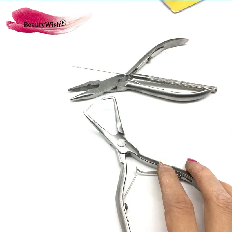 1pc Black Handle Stainless Hair Pliers For Hair Extension Tools