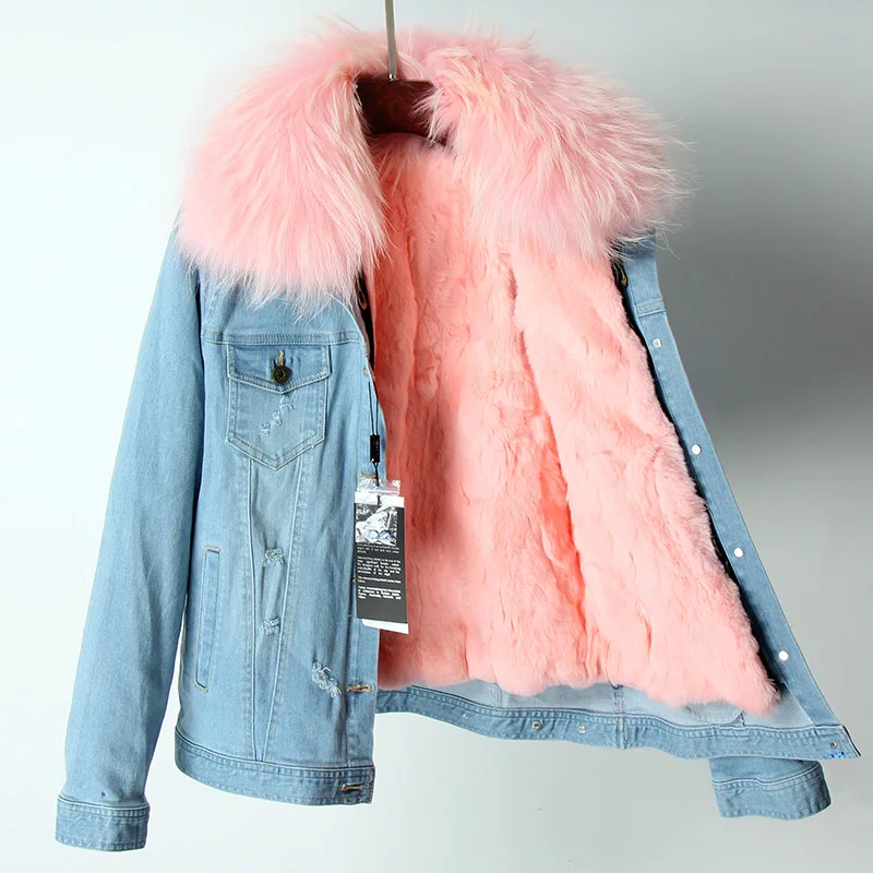 Natural Rabbit fur Lining Parka Coat 