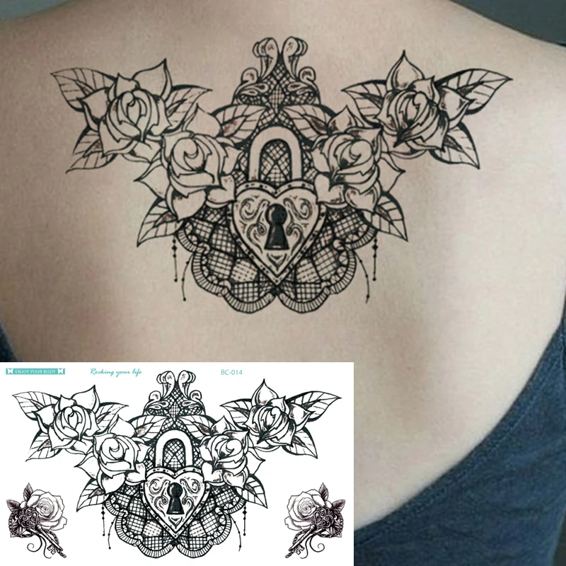 New Designs Chest Flash Tattoo Large Flower Earrings Necklace Shoulder Arm Sternum  Tattoos Henna Body/back Paint Under Breast - Temporary Tattoos - AliExpress