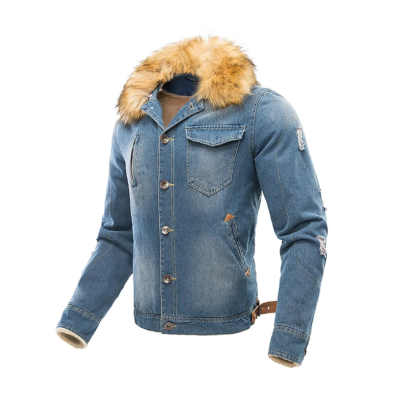 wool neck denim jacket