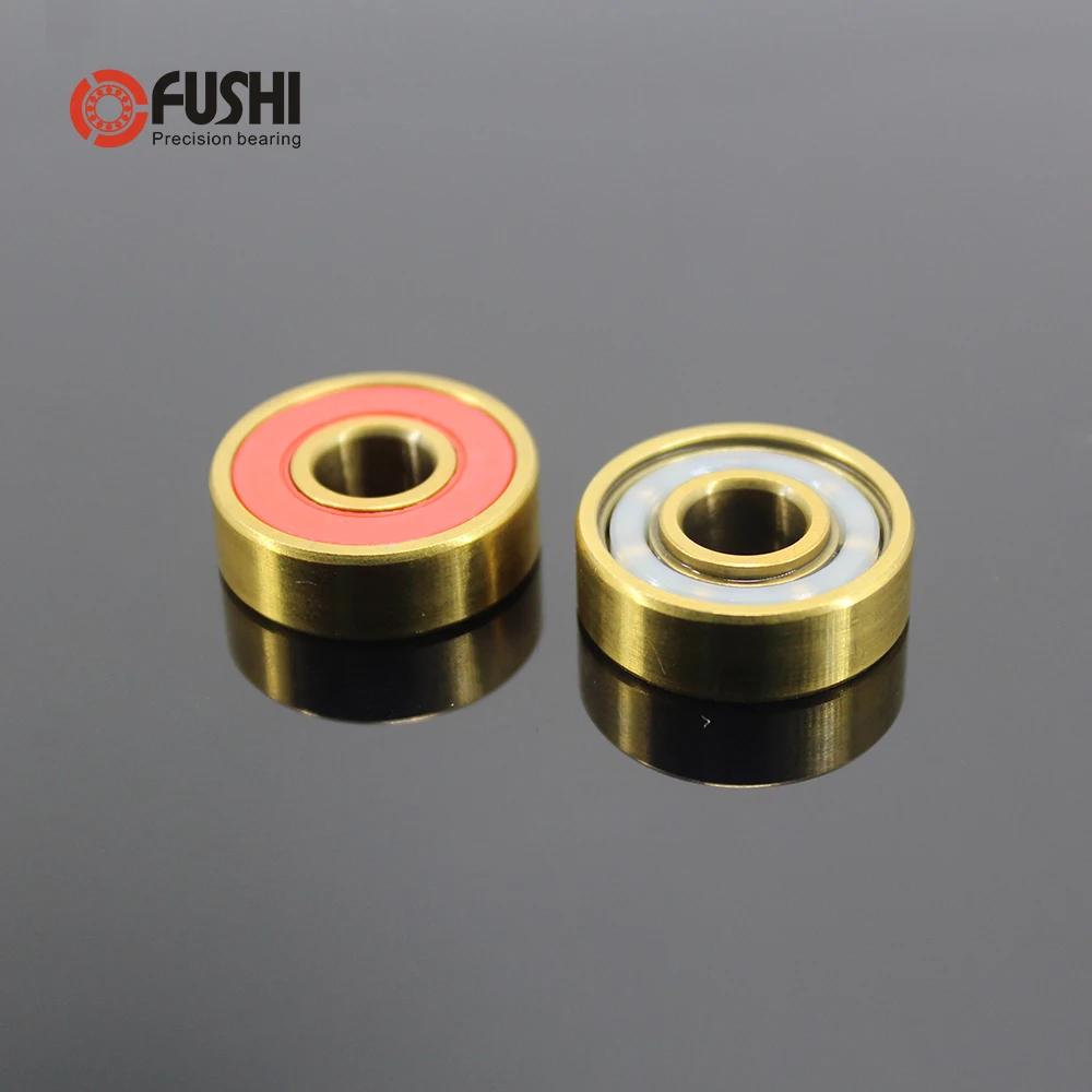 Agora oplismos Skateboard 608 Tig Bearings 8x22x7mm 2 Pcs Abec 9 608 V Rs Surface Gold Titanium Plating Nylon Cage 608 Ball Bearing