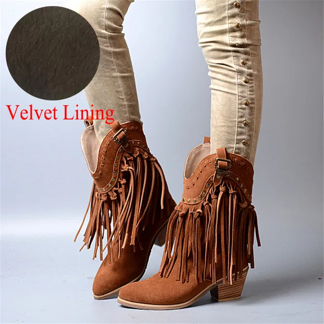 boots with fringe and heel