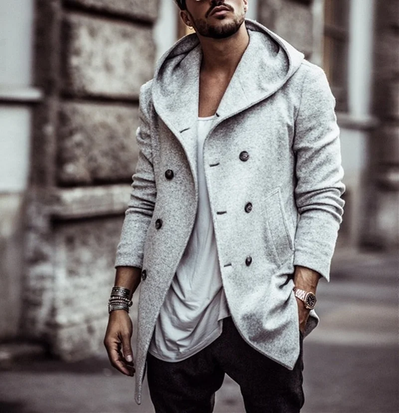 male trench coat with hood