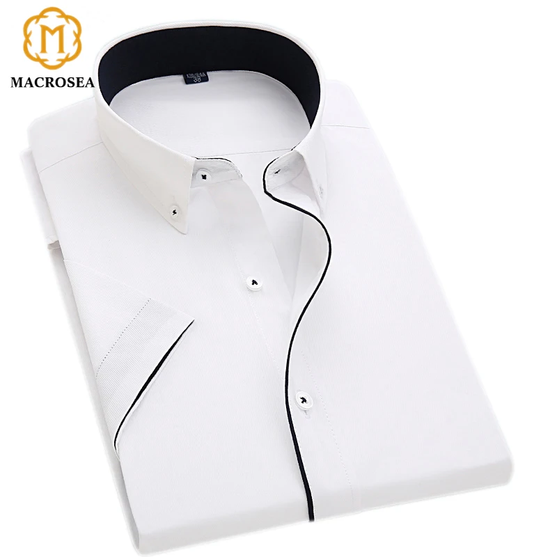 mens white formal shirt with black buttons