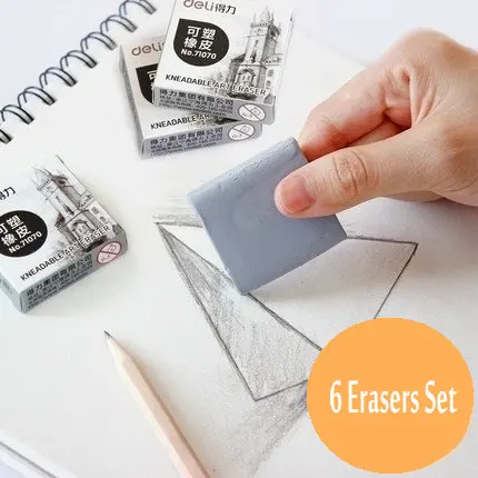 6PCS Artist Eraser Pencils Sketch Pencil Eraser Drawing Pen-Style Erasers  Ideal for Artist Beginners Home School Office