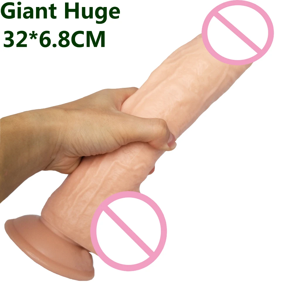 Купить Секс товары | 32*6.8CM Huge Thick Realistic Anal Dildo with Suction  Cup Super Big Dick Dong Giant Artificial Penis Adult Sex Toys For Women