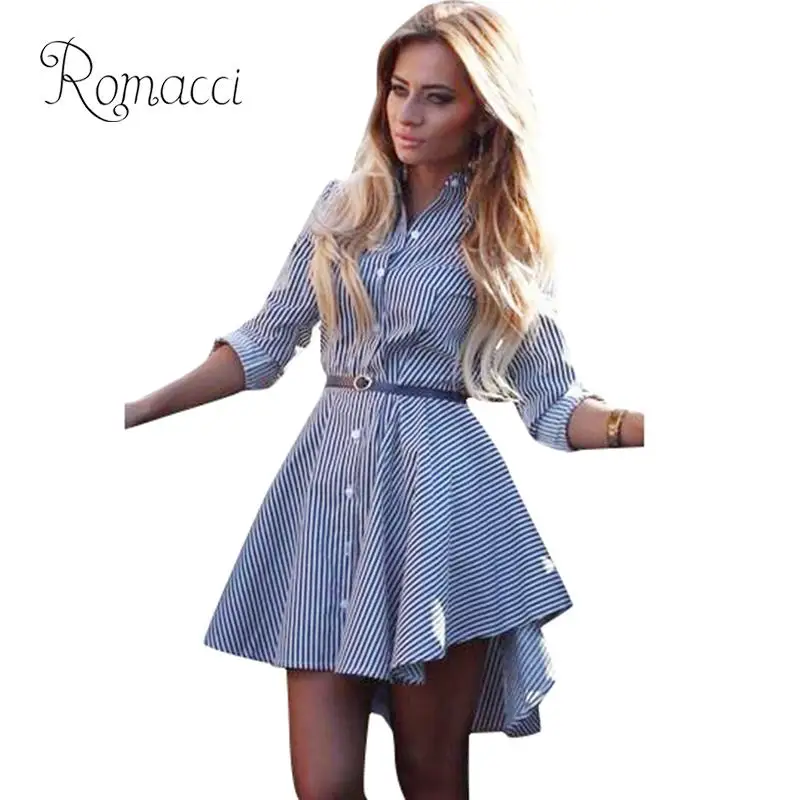 Romacci Women Striped Mini Dress Summer 