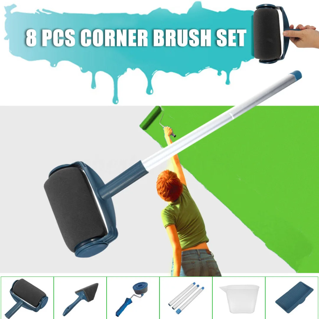8pcs Wall Decorate Painting Roller Brush Set Paint Runner Pro