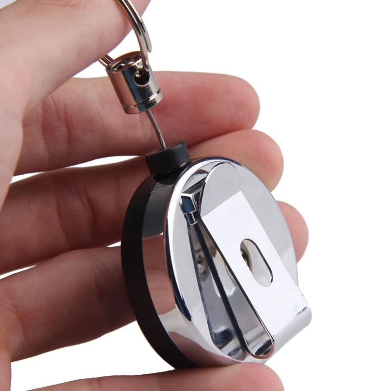 Retractable Wire Rope Keychain With Anti Lost Recoil And Keyring