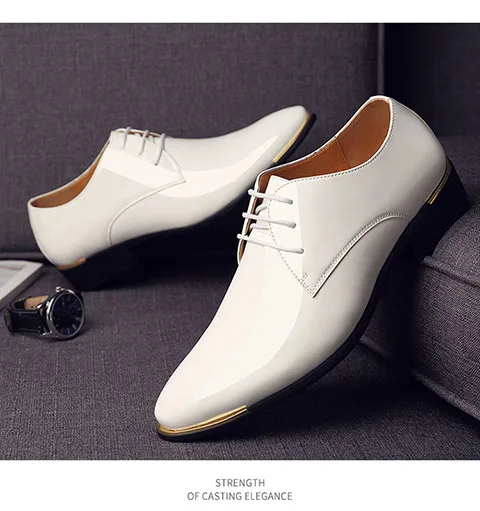 white patent leather oxfords