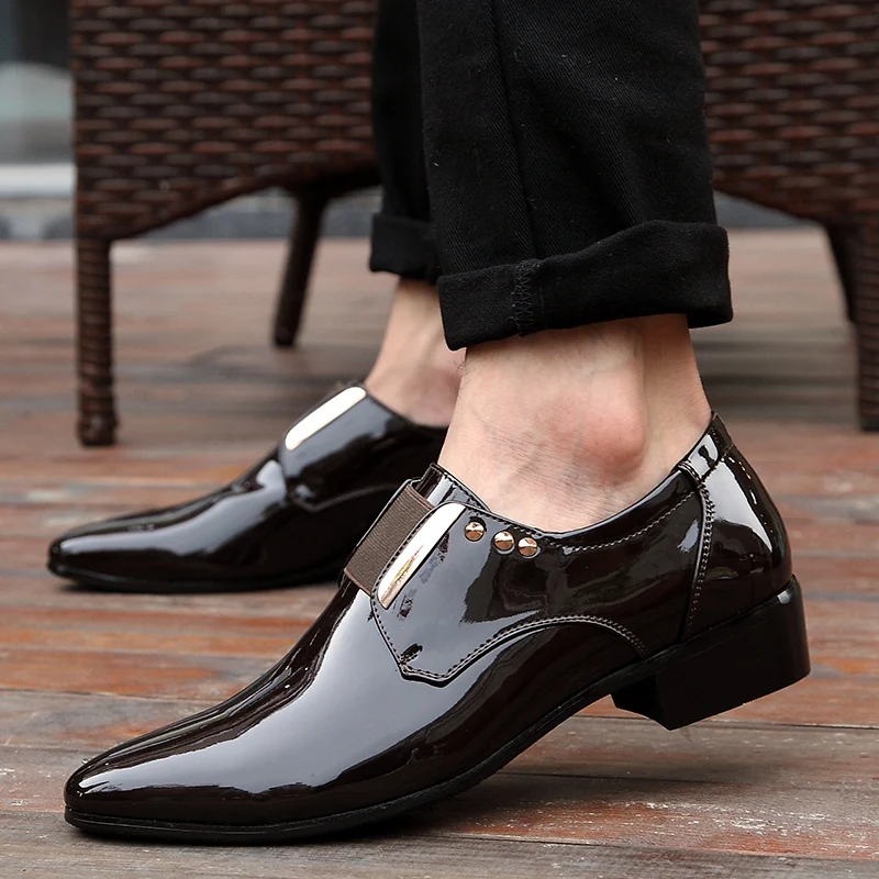 Elegant Men Dress Shoes Patent Leather 