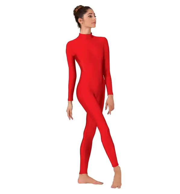Women Mock Neck Long Sleeve Unitard 