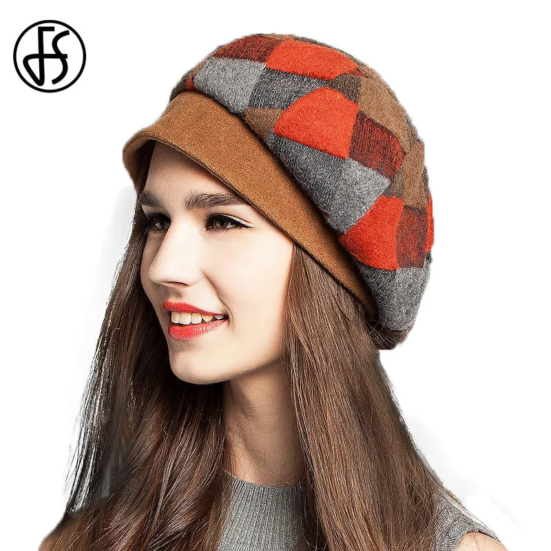 plaid beret hat