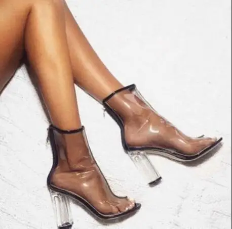 Summer Hot PVC Women Peep Toe Ankle 