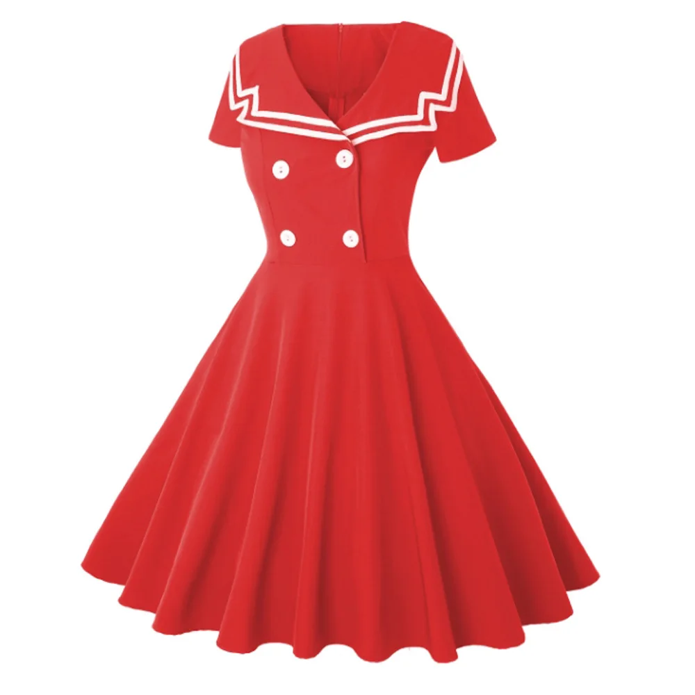 red collar dress