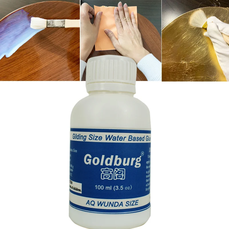 Gold Leaf Adhesive,Gilding Adhesive,Gold Leaf Glue for Craft, Arts, Wood  Use (100ml + Brush + Gloves)
