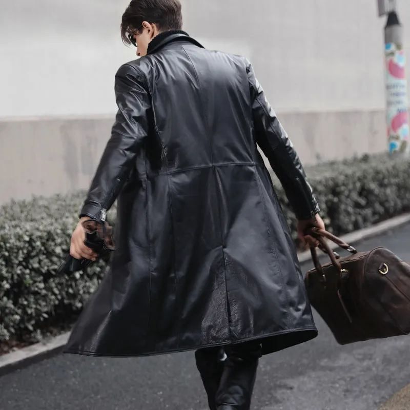 genuine leather trench coat mens