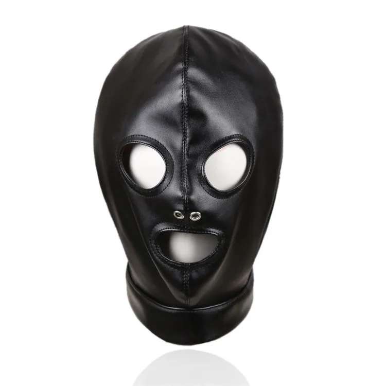 Gothic Mask Hood Soft PU Leather Exposed