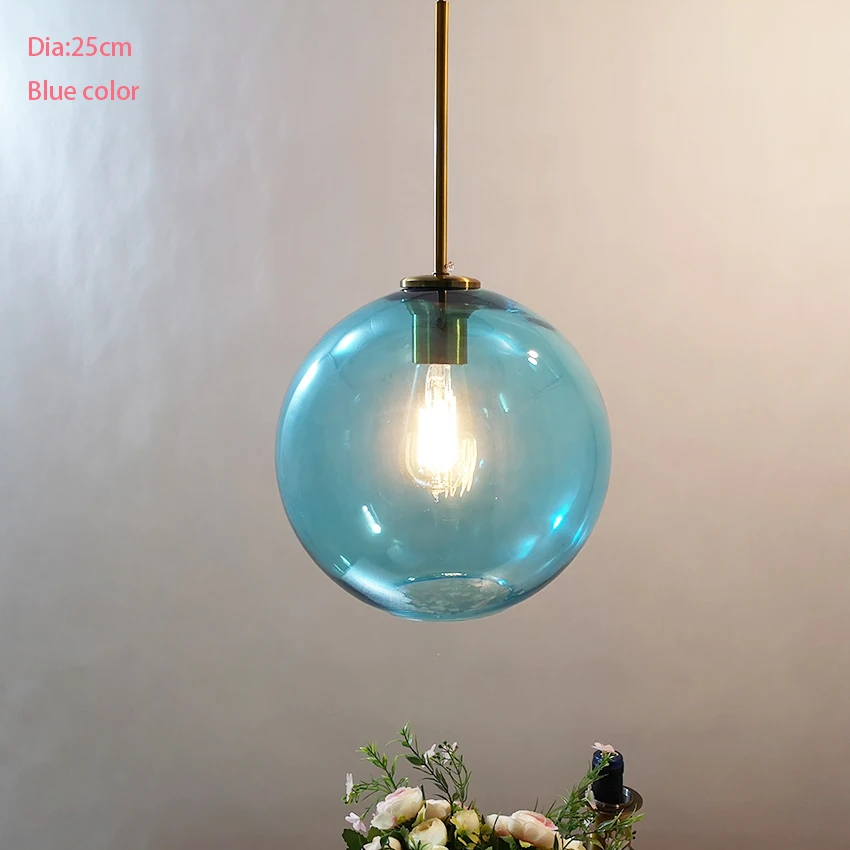 blue glass hanging pendant lights