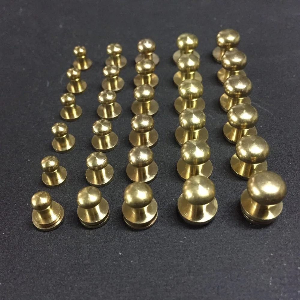 10Sets/20Pcs Flat Belt Screws Nail Rivets Brass Gold Silver Solid