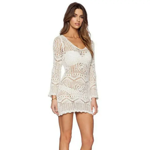 Women Lace Beach Cover up Beach Dress 