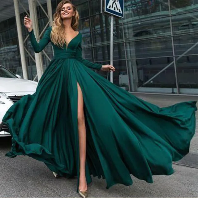 Full Sleeves Prom Dresses Chiffon 2020 