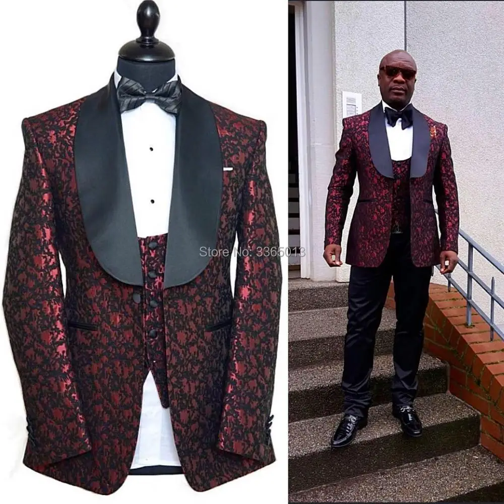 JELTONEWIN Terno Masculino New Arrival 2021 Men Suits Tailor Made Burgundy 3 Pieces Set Tuxedo Groomsman Wedding Suits For Men-animated-img