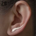 ZN Fashion Vintage Jewelry Exquisite Gold Leaf Earrings Modern Beautiful Feather Stud Earrings For Women Birthday Party Gifts