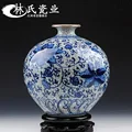 Jingdezhen Ceramic Chinese Blue-and-white Tie-twig Flower Arrangement Pomegranate Vase and Flower Ornaments preview-1