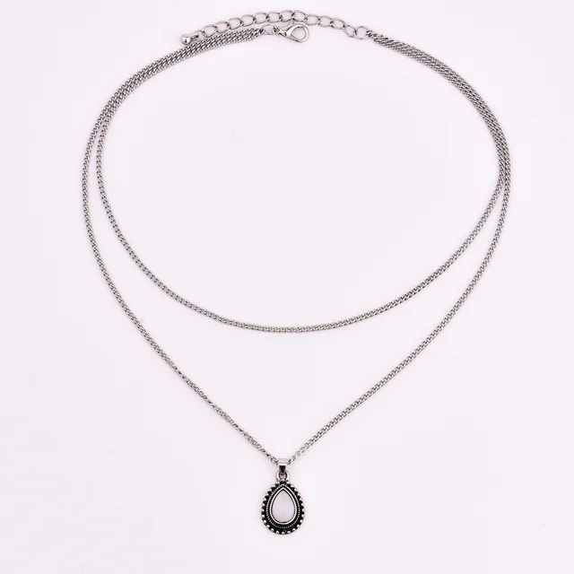 1lots=2pcs New vintage drop stone pendant necklace women girl jewelry gifts N0045-animated-img