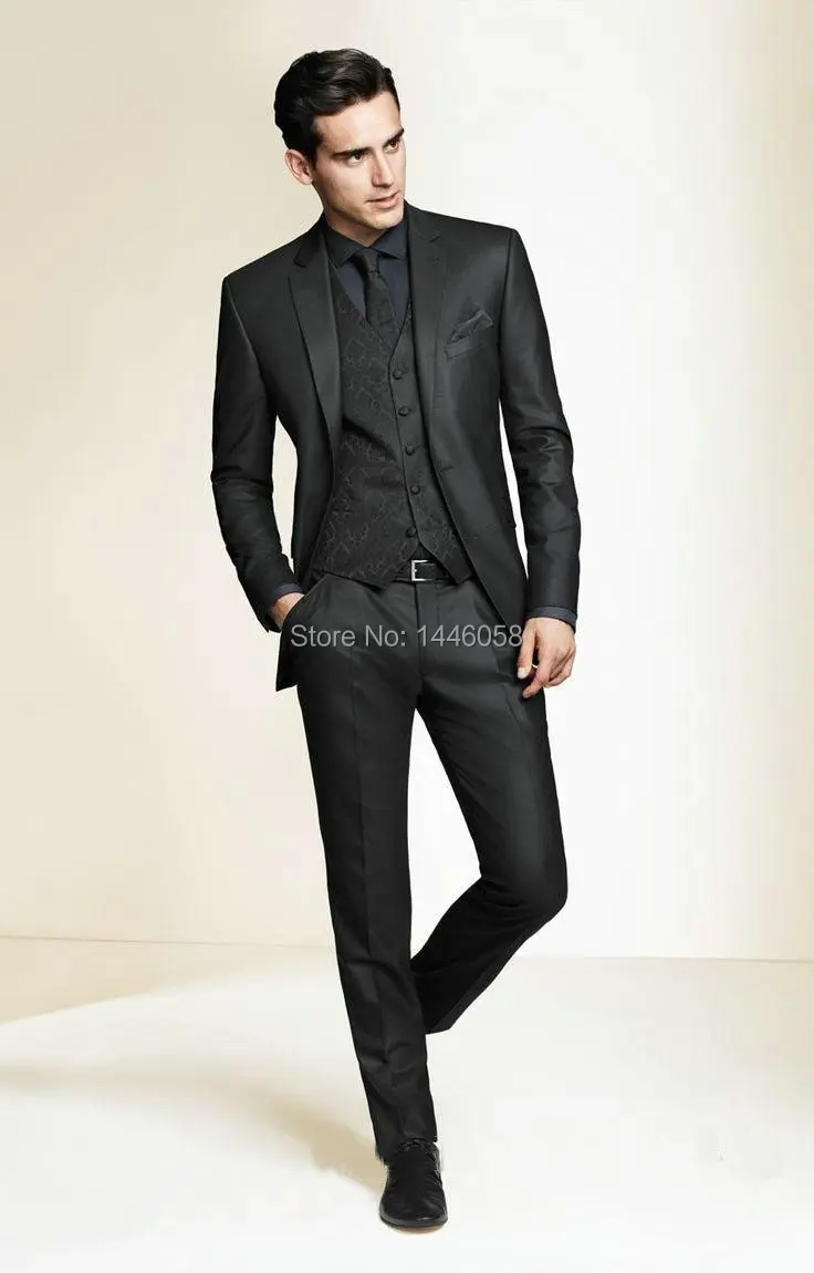 slim fit black wedding suits