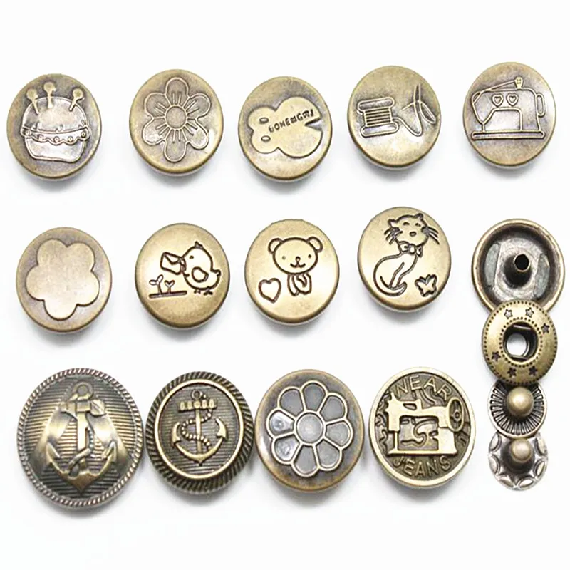 Leather Snap Fasteners Kit Press Stud Metal Button Snaps for DIY