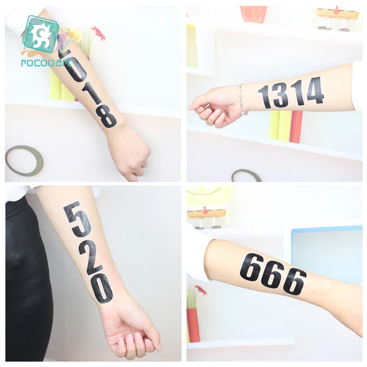 Agora Tatoyaz Rocooart Ce Black Numbers Tattoo Face Taty Sport Fans Fake Tattoo Gym Match Tatuagem Children Fun Temporary Tattoo Sticker