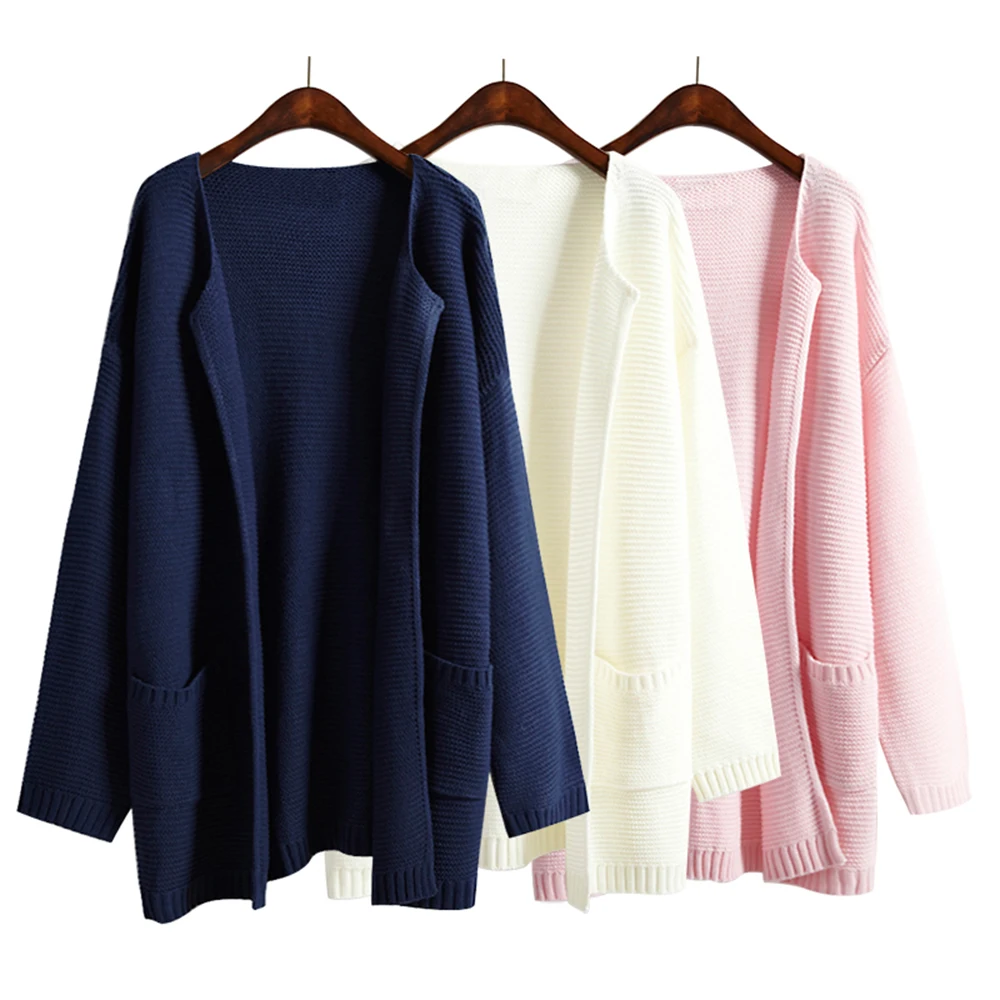 Winter Women Sweater Jacket Solid Color 