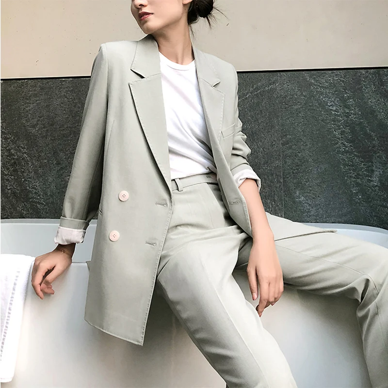 pantsuit with long coat