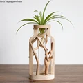 Pure Handwork Wooden Vase Decorated Solid Wood Flower Pot for Creative Glass Floral Hydroponic Container Home Decorative Vase preview-4
