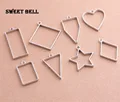 Sweet Bell 16pcs mix heart star oval rectangle triangle charm Hollow glue blank pendant tray bezel charms  DIY Handmade 12C12D preview-2