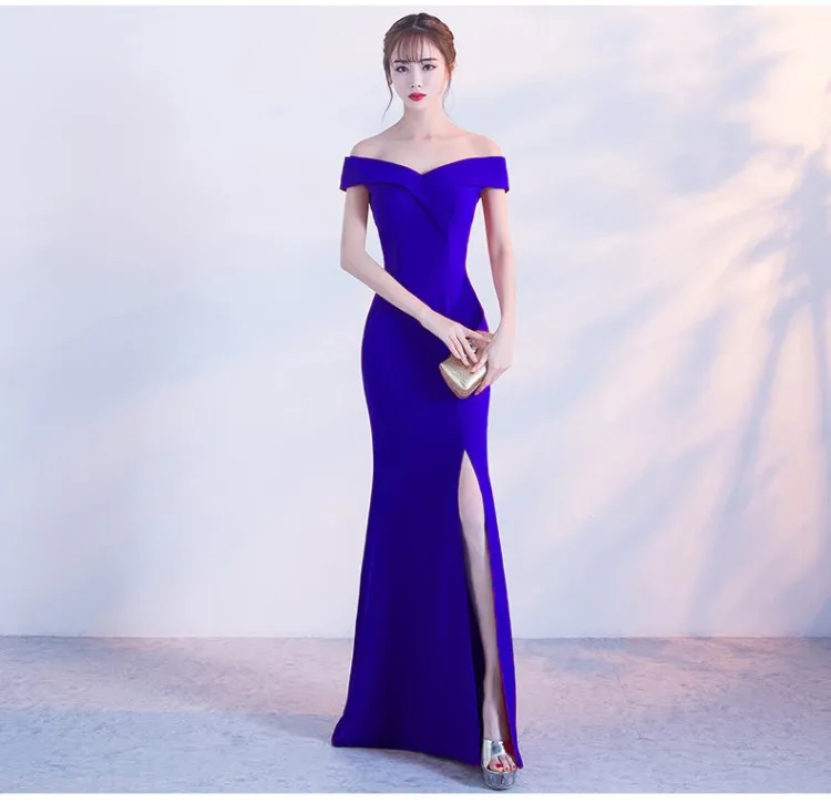 Off Shoulder Royal Blue Evening dress 