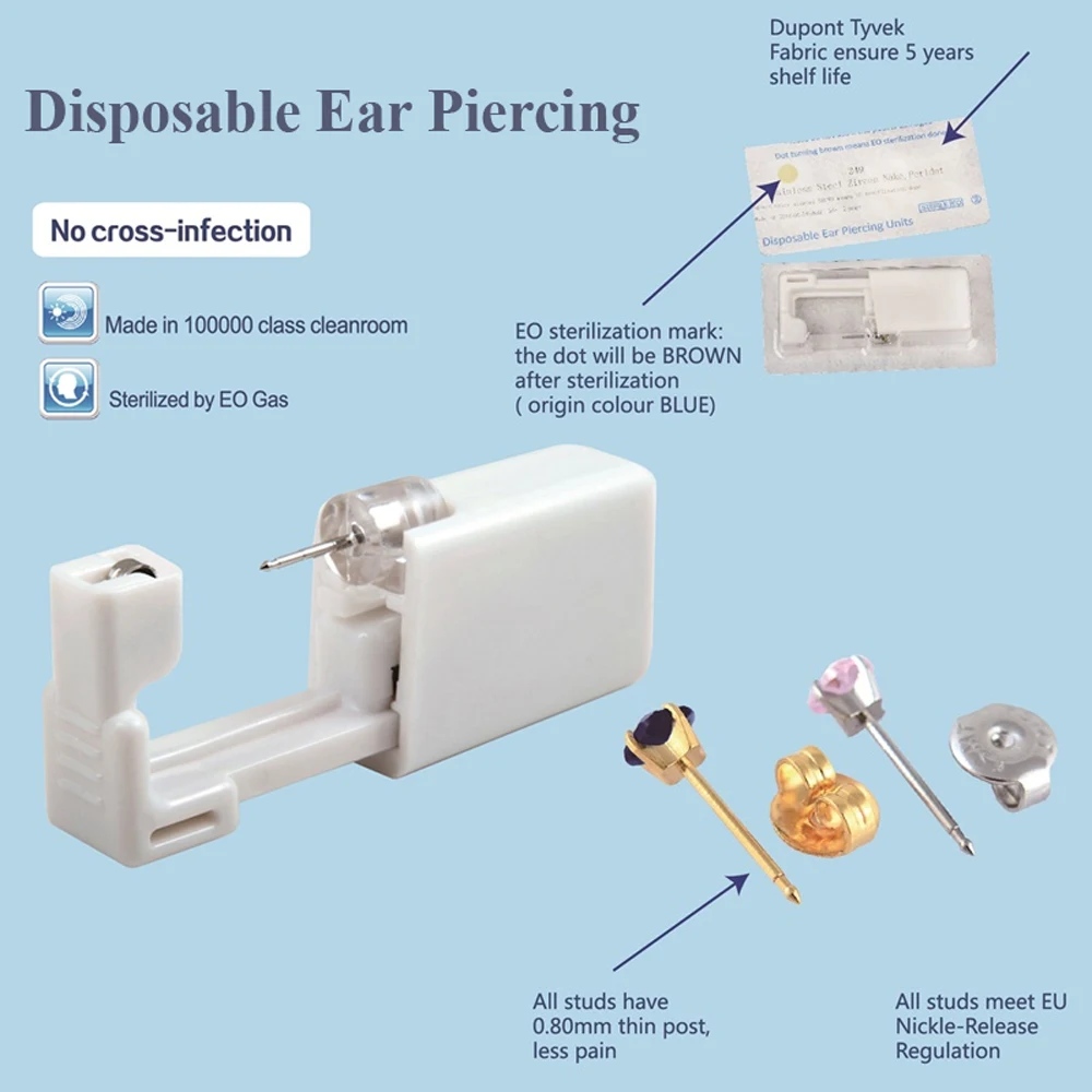 1/2/4Pcs Disposable Sterile Ear Piercing Unit Cartilage Tragus Helix Piercing  Gun No Pain Piercer