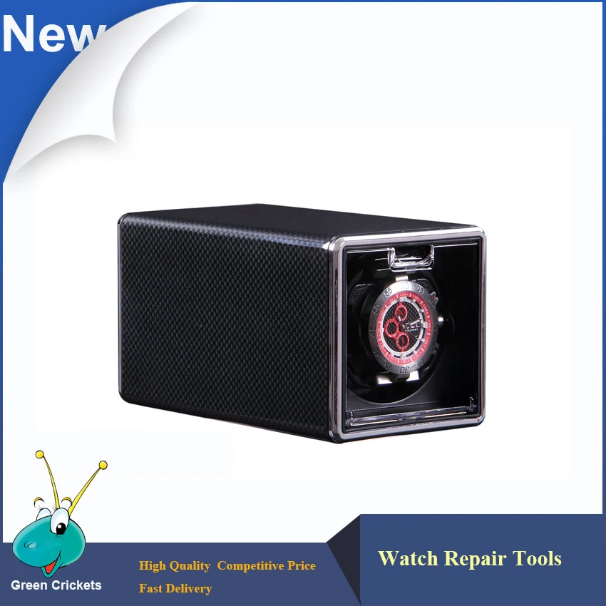Luxury Black Carbon fiber Spraying Ultra quiet Motor Automatic Watch Winder box, 4 Modes Watch Winder-animated-img