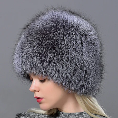 Natural Winter Fox Fur Hats Women Real 