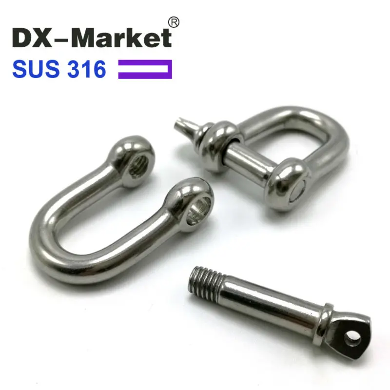 1 pcs Stainless Steel Carabiner D Bow Shackle Fob Key Ring Keychain Hook  Screw Joint Connector