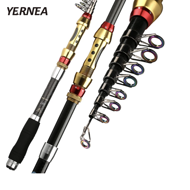 Αγορά Ψάρεμα  Yernea 99% Carbon Short Sea Fishing Rods Fiber Telescopic  Fishing Rod 1.8-3.6M Spinning Telescopic Fishing Tackle Spinning Rod
